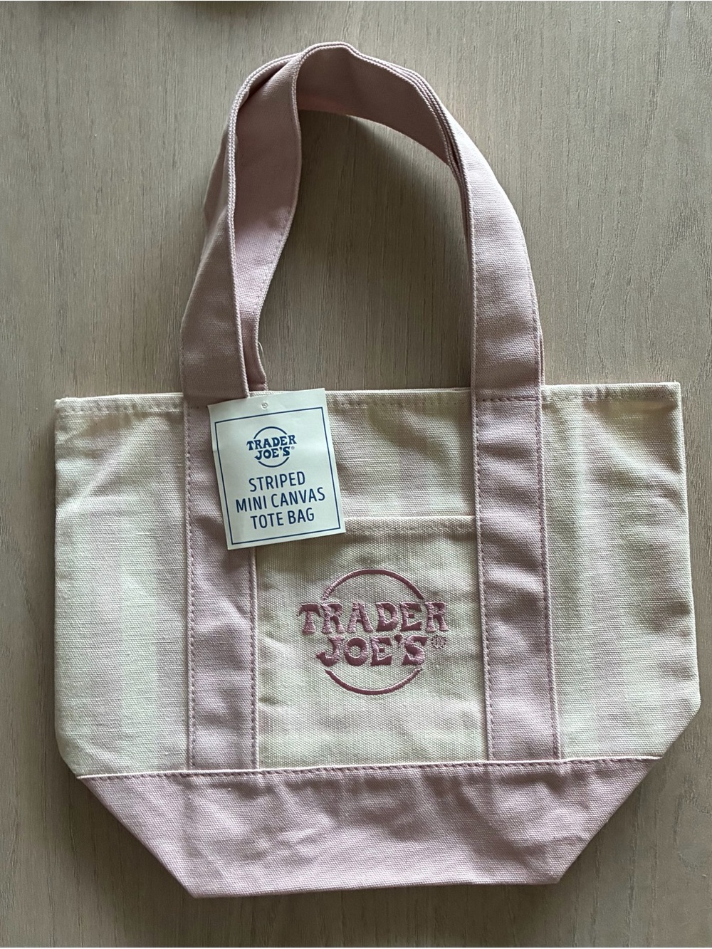 NWT Pink Trader Joe’s canvas tote bag